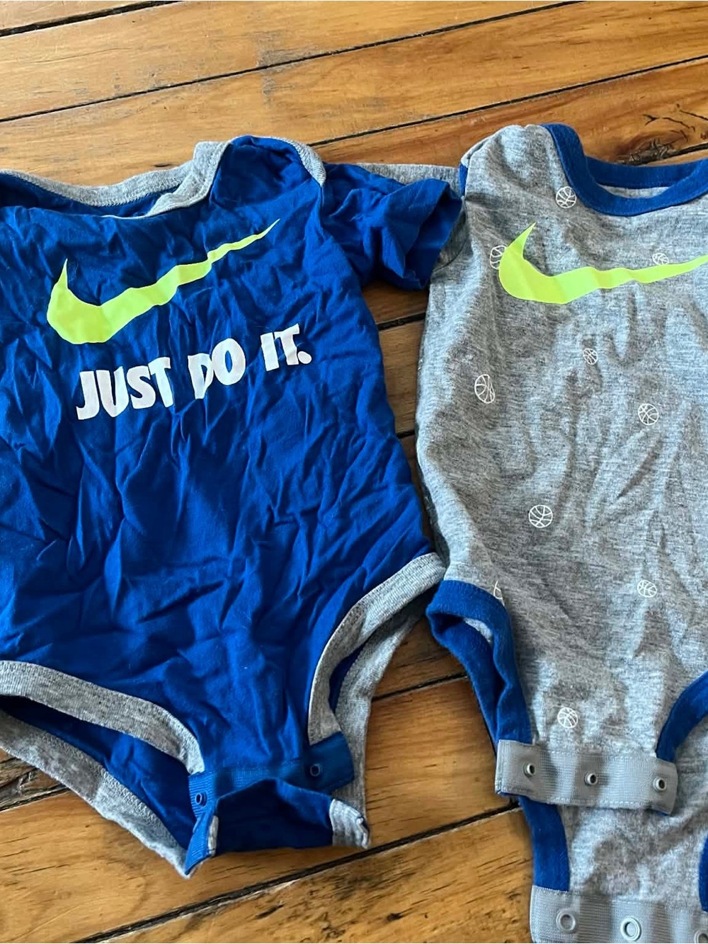 Nike Boys' Blue & Gray 'Just Do It' One-Piece Bodysuit Set - Picture 4 of 5